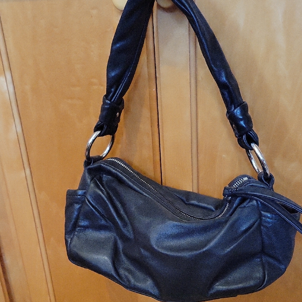 Coach Parker Leather Zip Shoulder Bag Black